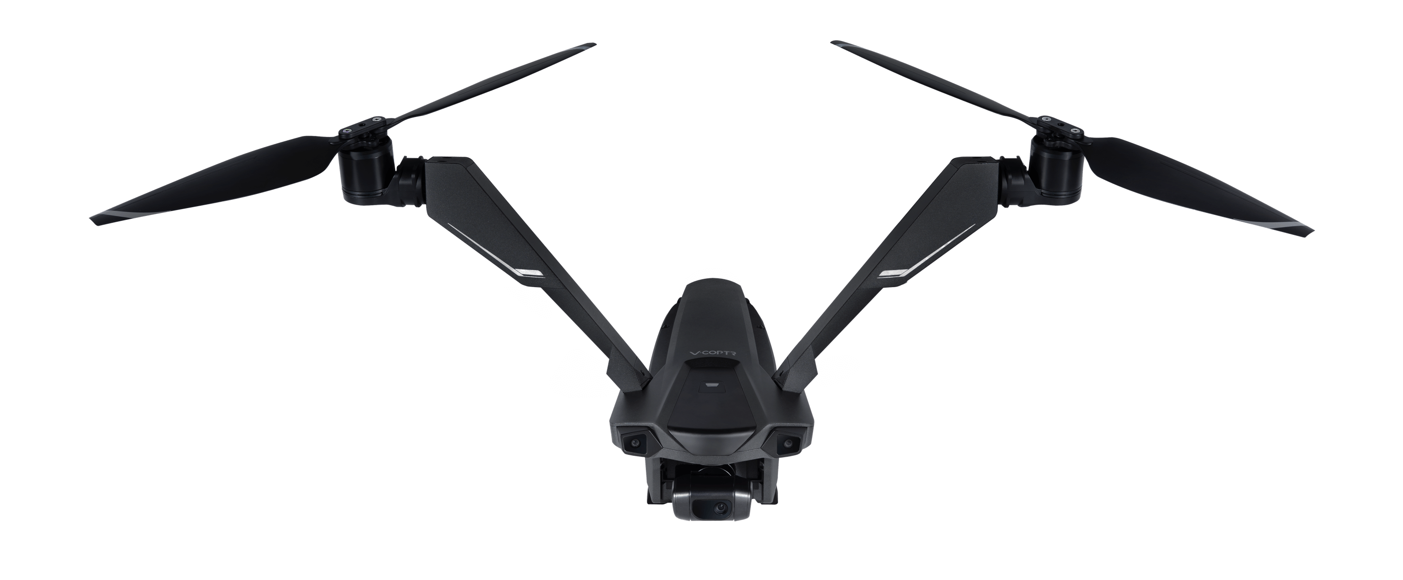 v型双旋翼动力系统让力效比同等尺寸和负载的传统四旋翼飞行器有了